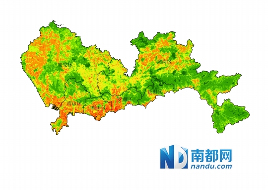 深圳气候单元分区图深圳800米绿化带(如今的中心公园)在城市通风
