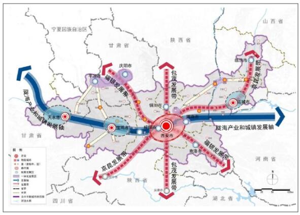 关中平原城市群的规划范围包括陕西省西安,宝鸡,咸阳,铜川和渭南适 